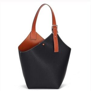MDBM Cholet Two-Tone Leather Tote Bag Classic Black